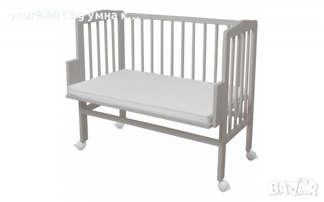 Детско Странично Легло 2в1 тип Next to Me с Матрак и Аксесоари 8s1 - Цвят Сиво, снимка 3 - Кошарки - 36645633