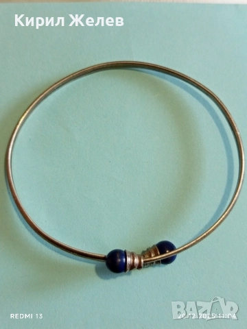 ВИНТИДЖ СРЕБЪРНА ГРИВНА с ЛАЗУЛИТ РЕТРО АРТ БИЖУ 52477, снимка 5 - Гривни - 52855593