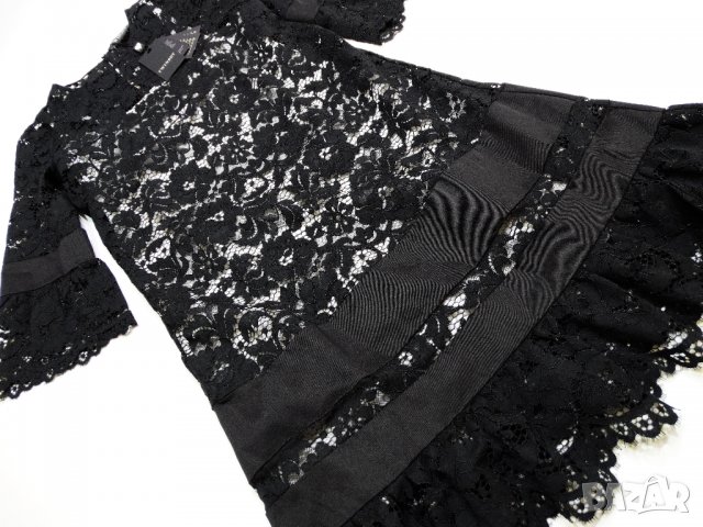 НОВА! Twinset Lace Black Dress Luxury Exclusive Collection Дамска Дантелена Рокля Размер 38, снимка 3 - Рокли - 32885010