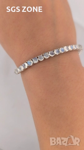 СРЕБЪРНА ГРИВНА С ЛУНЕН КАМЪК, снимка 7 - Гривни - 52724746