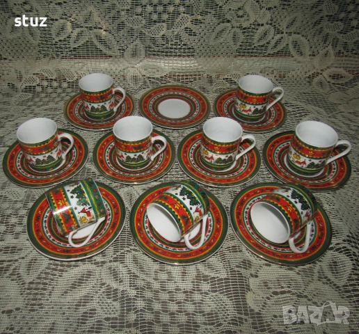 Порцеланови чашки за кафе с чинийки, с коледни мотиви, нови, снимка 5 - Чаши - 52585463