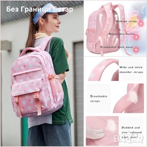 Нова сладка Детска раница с несесер и чанта за обяд – 3 в 1 комплект, снимка 5 - Раници - 49008088