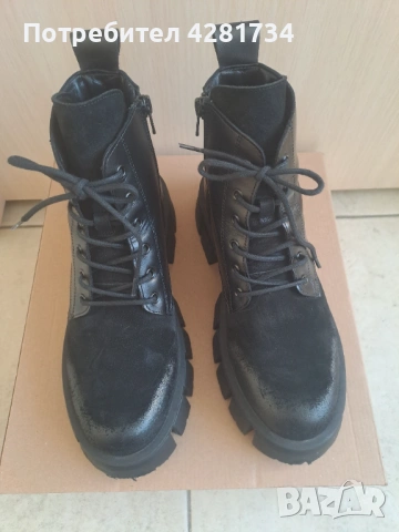 Дамски боти от естествена кожа и велур в черно  , снимка 2 - Дамски боти - 53191689