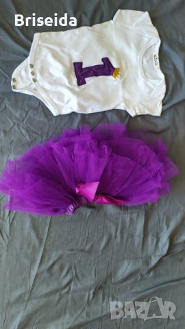 Бял и лилав комплект за снимки за първа година, снимка 2 - Комплекти за бебе - 43265103