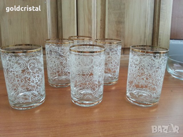 Ретро стъклени чаши дантела , снимка 1 - Антикварни и старинни предмети - 37348020
