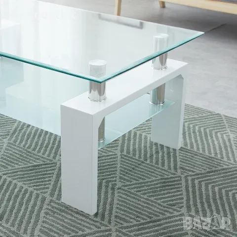 ПРОМОЦИЯ Маса със стъклен плот CLIPOP C-B-CT-0127 WH, снимка 3 - Маси - 47773939