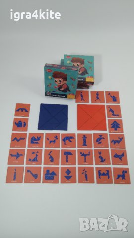ХИТ! " Pocket tangram " 2бр. дървен Джобен танграм с шаблони в кутия, снимка 11 - Образователни игри - 40632532