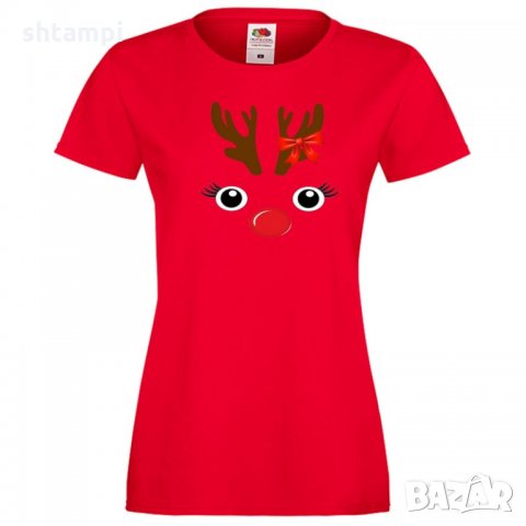 Дамска тениска Коледа DEER FACE LADY, снимка 3 - Тениски - 34691137