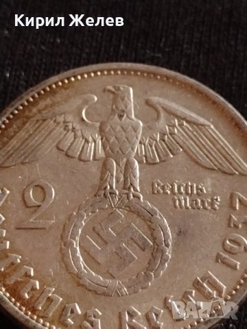 Сребърна монета 2 райхсмарки 1937г. Нацистка Германия Трети Райх с СХВАСТИКА за КОЛЕКЦИЯ 42049, снимка 5 - Нумизматика и бонистика - 43798672