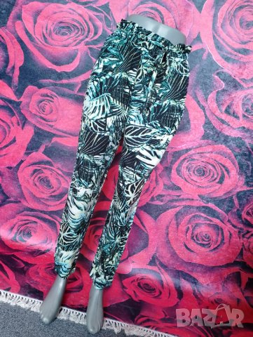 Зелен летен панталон с висока талия и коланче ХЛ