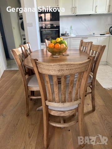 Комплект трапезна маса и столве масив, снимка 3 - Маси - 51615467