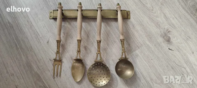 Месингов комплект от стари прибори, снимка 3 - Антикварни и старинни предмети - 48123522
