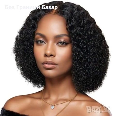 Нова Къса къдрава афро перука без лепило, естествен вид, дълбоки вълни