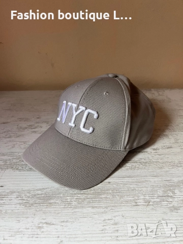 Нова сива бейзболна шапка с бяла бродерия NYC с регулираща се обиколка 100% памук, снимка 2 - Шапки - 52002287