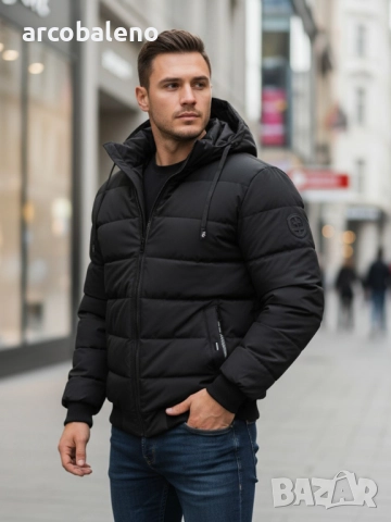 Мъжко зимно ватирано яке с качулка, 4цвята , снимка 17 - Якета - 52477688