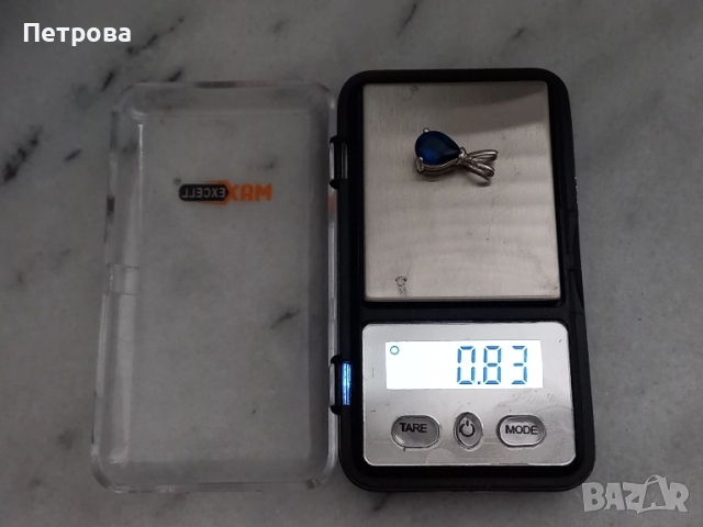 Сребърна висулка със син камък , снимка 6 - Колиета, медальони, синджири - 52040860