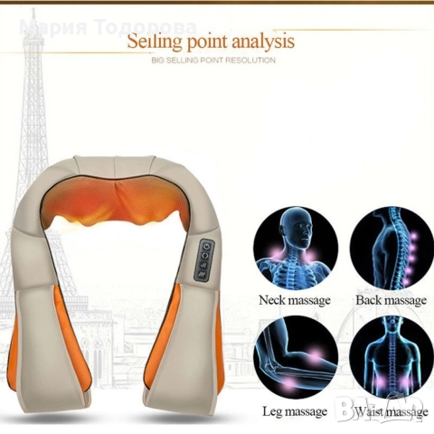 Шиацу масажор за врат и гръб , снимка 7 - Спортна екипировка - 52976469