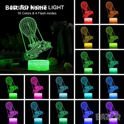 Battle Bus 3D нощна лампа с дистанционно 16 променящи се цвята USB, снимка 4 - Настолни лампи - 43912770