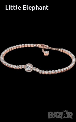 Сребърна гривна Пандора с кристали"Танго",18 см,Rose Gold/нова, снимка 1