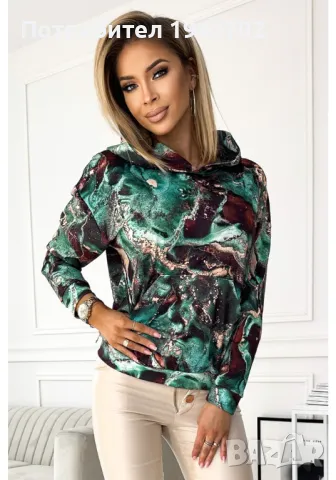 Цветен дамски суичър с качулка 390-2, снимка 2 - Суичъри - 48287541