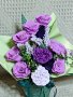 Букет с хартиени цветя в лилаво за имен ден, за рожден ден, снимка 1 - Изкуствени цветя - 43688759