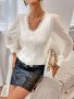 Бяла жилетка, Фина бяла жилетка, Бял пуловер, снимка 1 - Блузи с дълъг ръкав и пуловери - 42998705