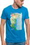 Нова мъжка синя тениска с трансферен печат Черно море - България