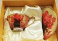Красиви чаши за кафе с цветя от костен порцелан, снимка 11