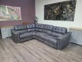Кафяв ъглов диван от плат La-z-boy с електрически релаксиращ механизъм, снимка 1 - Дивани и мека мебел - 43285628