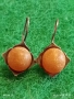 Винтидж АРТ сребърни обеци с естествен Балтийски кехлибар ръчна изработка 37114, снимка 1