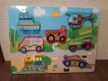 Детска дървена дъска с превозни средства., снимка 1