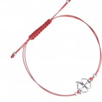 Сребърни гривни с червен конец със сребърна детелина, със сребърен кръст и сребро сърце, снимка 6 - Гривни - 37400059