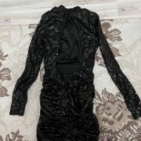 Черна рокля с паети, снимка 5 - Рокли - 41783307