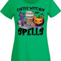 Дамска тениска Coffee Witches And Spells,Halloween,Хелоуин,Празник,Забавление,Изненада,Обичаи,, снимка 7 - Тениски - 38144683