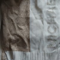 Michael Kors. Original 190/30 см. Шал с бял и златен цвят, снимка 3 - Шалове - 43312096
