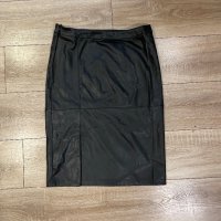 Нова елегантна кожена черна  пола под коляното миди midi дължина размер XL ХЛ, снимка 11 - Поли - 43296049