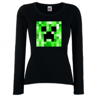 Дамска тениска Creeper Face 2 майнкрафт Minecraft,Игра,Забавление,подарък,Изненада,Рожден Ден., снимка 2 - Тениски - 36520628