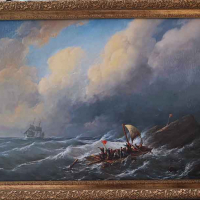 ”След бурята”, морски пейзаж, копие на стара картина от 1850г. , снимка 1 - Картини - 32710814