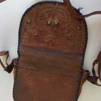 Чанта кожена с инкрустация, ретро, снимка 5 - Антикварни и старинни предмети - 36399052