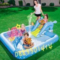 Огромен басейн с пързалка и фонтан Детски кът , снимка 1 - Надуваеми играчки - 28628172