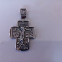 сребърен двулицев кръст, снимка 3 - Колиета, медальони, синджири - 43688118