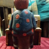 Стара дървена Статуетка, фигура на Клоун свирещ на пияно, снимка 6 - Статуетки - 43587066