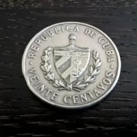 Монета - Куба - 20 центавос | 1962г., снимка 1 - Нумизматика и бонистика - 28615784