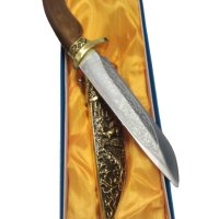 Сувенирен гравиран нож кинжал с дръжка елен и кубур, снимка 3 - Ножове - 43869180