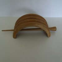 № 6975 стара дървена шнола за коса   - размер 8 / 4 см , игла 13 см, снимка 5 - Други ценни предмети - 40654566