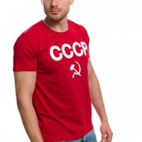 Нова червена мъжка тениска с трансферен печат СССР, Русия, снимка 6 - Тениски - 29038874