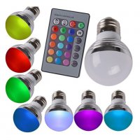 Крушка LED RGB , С дистанционно управление, E27, снимка 2 - Други стоки за дома - 28508864