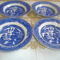 Винтидж Порцелан 1949г-1957г-VICTORIA PORCELAIN WILLOW FENTON-Made in ENGLAND-4 бр.НОВИ Чинии ф230мм, снимка 4 - Чинии - 39895680