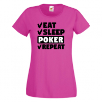 Дамска тениска Poker,Eat,Sleep,Peker,Anime,Repeat,Ядене,Спане,Игра,карти,покер, снимка 6 - Тениски - 36422182