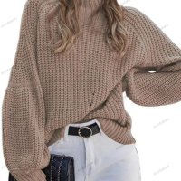 Дамски ежедневен свободен пуловер с висока яка, 8цвята - 023, снимка 8 - Блузи с дълъг ръкав и пуловери - 43039851